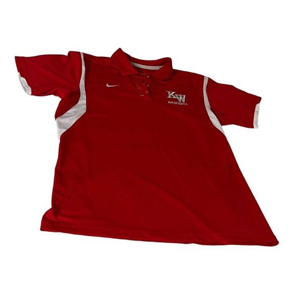 Nike Dri-Fit Red  KW Key West Souvenir Baseball Polo Large Shirt Mens Wicking - Picture 1 of 7